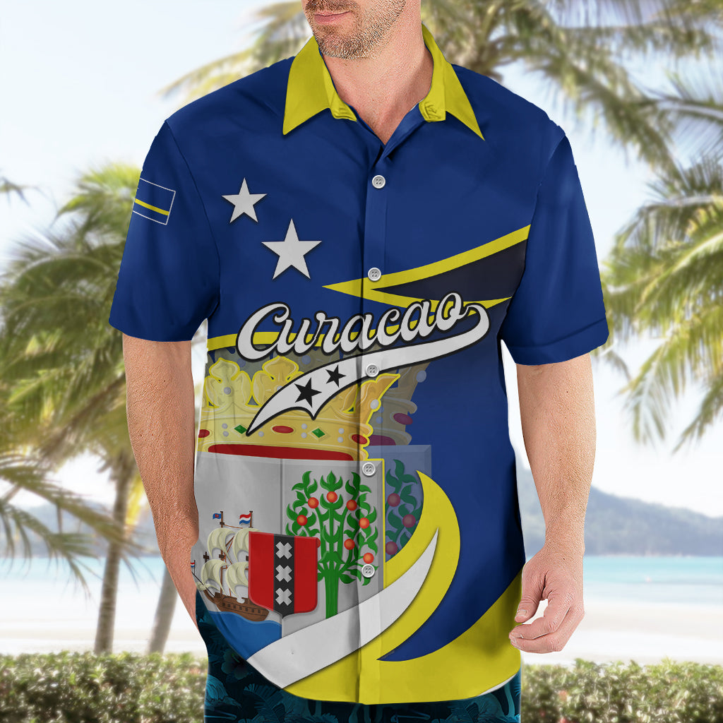 Curacao Hawaiian Shirt Coat Of Arms With Map Special Version - Wonder Print Shop