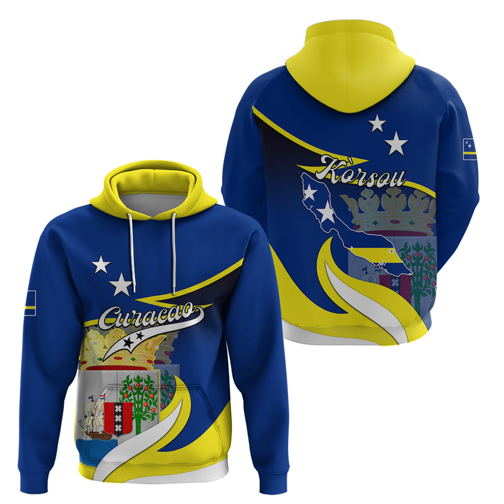 Curacao Hoodie Coat Of Arms With Map Special Version - Wonder Print Shop