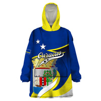Curacao Wearable Blanket Hoodie Coat Of Arms With Map Special Version - Wonder Print Shop