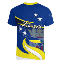 Curacao Women V Neck T Shirt Coat Of Arms With Map Special Version - Wonder Print Shop