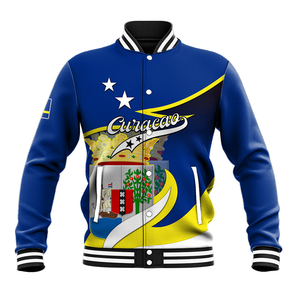 Custom Curacao Baseball Jacket Coat Of Arms With Map Special Version - Wonder Print Shop
