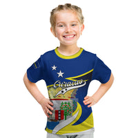 Custom Curacao Kid T Shirt Coat Of Arms With Map Special Version - Wonder Print Shop