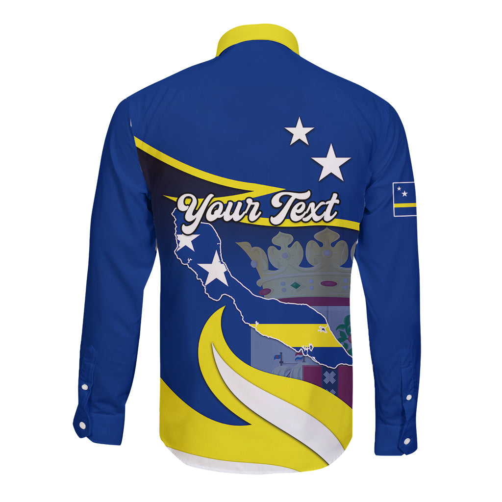 Custom Curacao Long Sleeve Button Shirt Coat Of Arms With Map Special Version - Wonder Print Shop