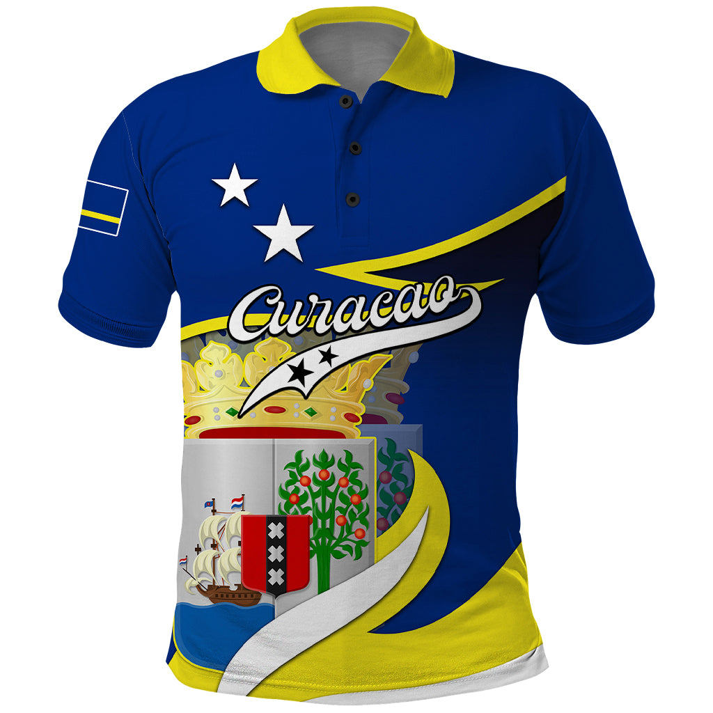 Custom Curacao Polo Shirt Coat Of Arms With Map Special Version - Wonder Print Shop