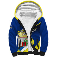 Custom Curacao Sherpa Hoodie Coat Of Arms With Map Special Version - Wonder Print Shop