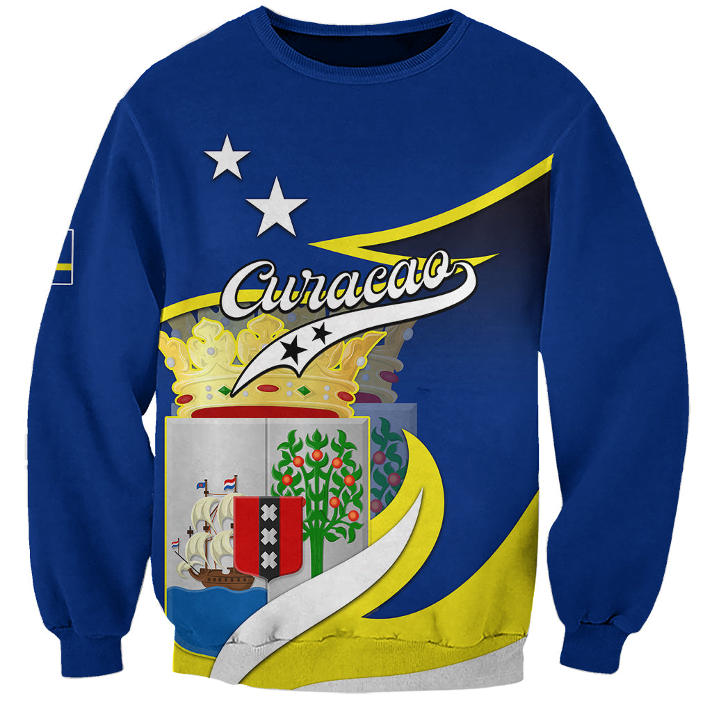 Custom Curacao Sweatshirt Coat Of Arms With Map Special Version - Wonder Print Shop