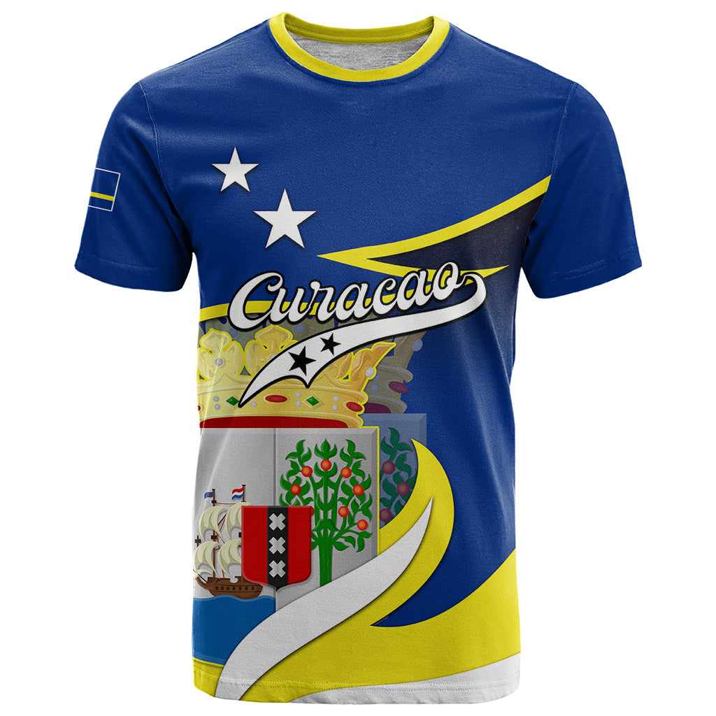 Custom Curacao T Shirt Coat Of Arms With Map Special Version - Wonder Print Shop