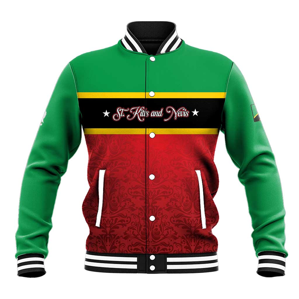 Personalized Saint Kitts and Nevis Royal Pattern Baseball Jacket - Wonder Print Shop