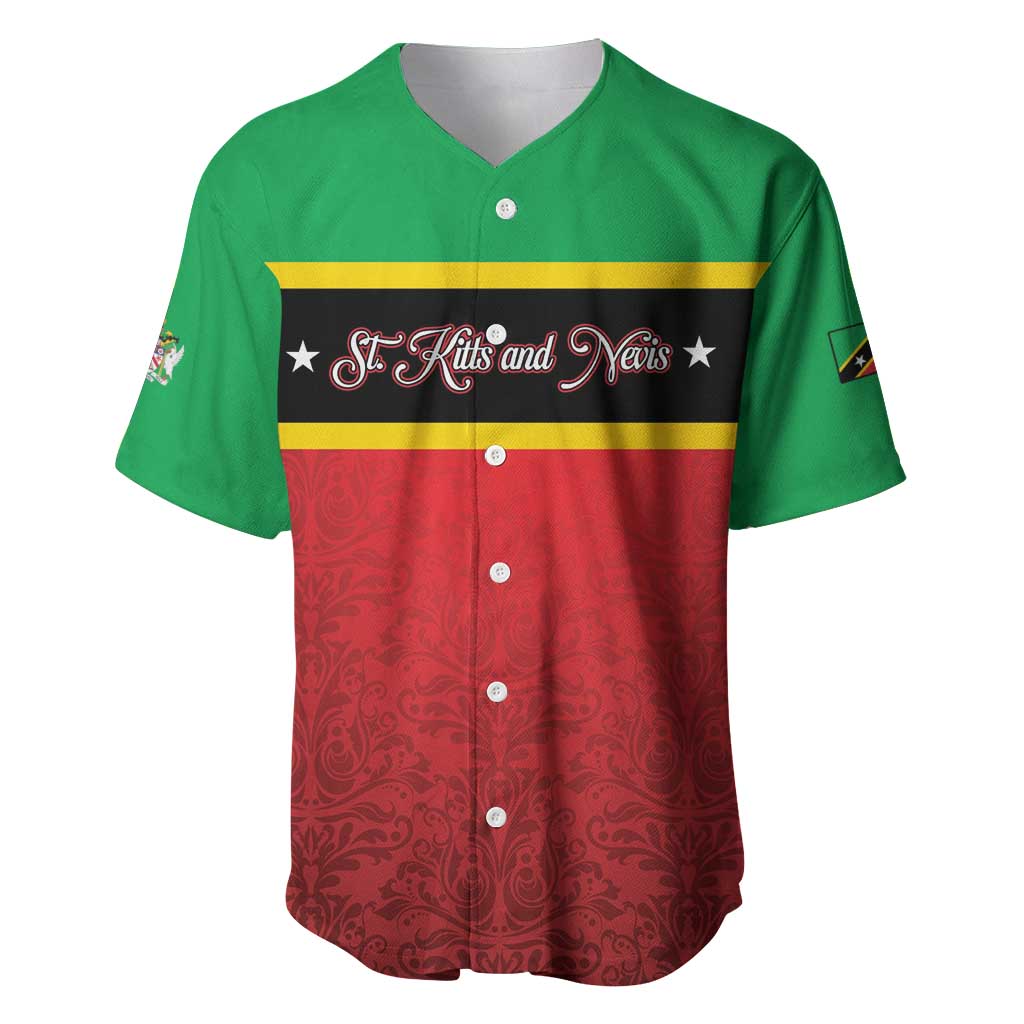 Personalized Saint Kitts and Nevis Royal Pattern Baseball Jersey - Wonder Print Shop