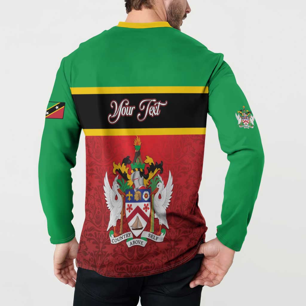 Personalized Saint Kitts and Nevis Royal Pattern Button Sweatshirt - Wonder Print Shop