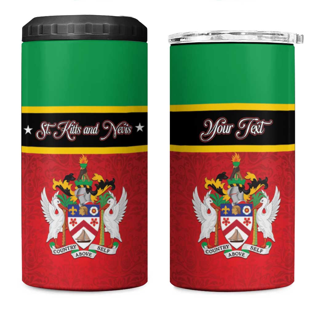 Personalized Saint Kitts and Nevis Royal Pattern 4 in 1 Can Cooler Tumbler - Wonder Print Shop