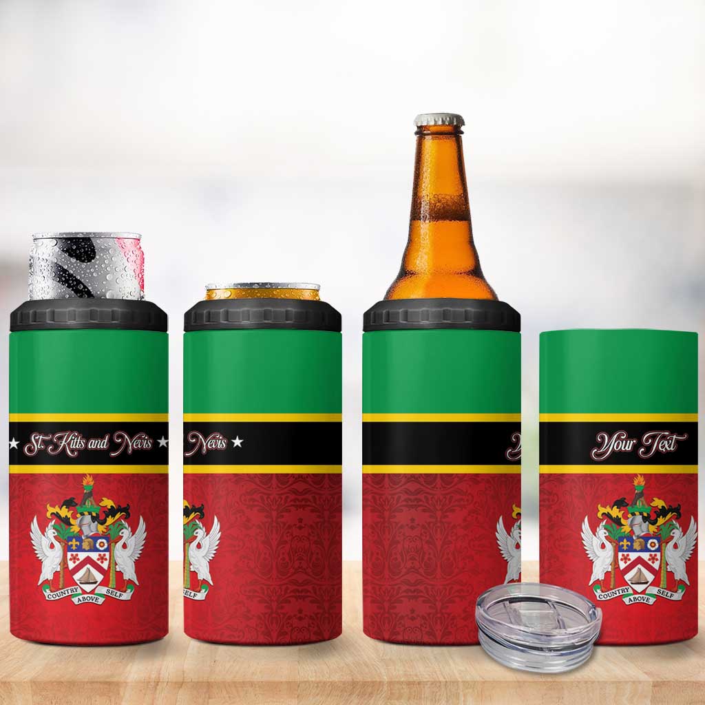 Personalized Saint Kitts and Nevis Royal Pattern 4 in 1 Can Cooler Tumbler - Wonder Print Shop