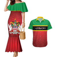 Personalized Saint Kitts and Nevis Royal Pattern Couples Matching Mermaid Dress and Hawaiian Shirt - Wonder Print Shop