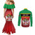 Personalized Saint Kitts and Nevis Royal Pattern Couples Matching Mermaid Dress and Long Sleeve Button Shirt - Wonder Print Shop
