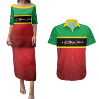 Personalized Saint Kitts and Nevis Royal Pattern Couples Matching Puletasi and Hawaiian Shirt - Wonder Print Shop