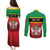 Personalized Saint Kitts and Nevis Royal Pattern Couples Matching Puletasi and Long Sleeve Button Shirt - Wonder Print Shop