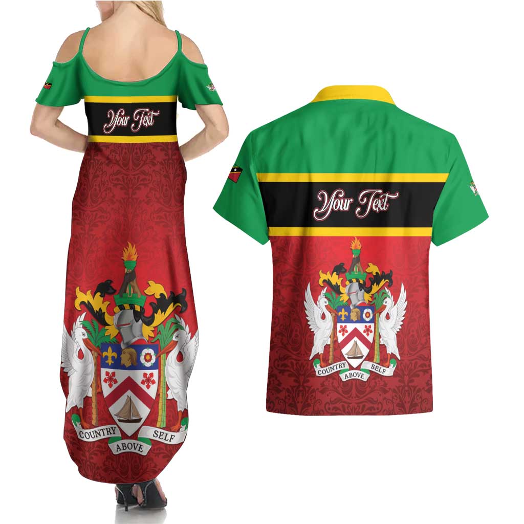 Personalized Saint Kitts and Nevis Royal Pattern Couples Matching Summer Maxi Dress and Hawaiian Shirt - Wonder Print Shop