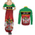 Personalized Saint Kitts and Nevis Royal Pattern Couples Matching Summer Maxi Dress and Long Sleeve Button Shirt - Wonder Print Shop