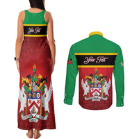 Personalized Saint Kitts and Nevis Royal Pattern Couples Matching Tank Maxi Dress and Long Sleeve Button Shirt - Wonder Print Shop