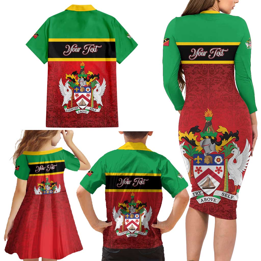 Personalized Saint Kitts and Nevis Royal Pattern Family Matching Long Sleeve Bodycon Dress and Hawaiian Shirt - Wonder Print Shop