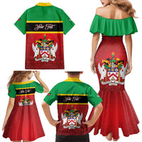 Personalized Saint Kitts and Nevis Royal Pattern Family Matching Mermaid Dress and Hawaiian Shirt - Wonder Print Shop