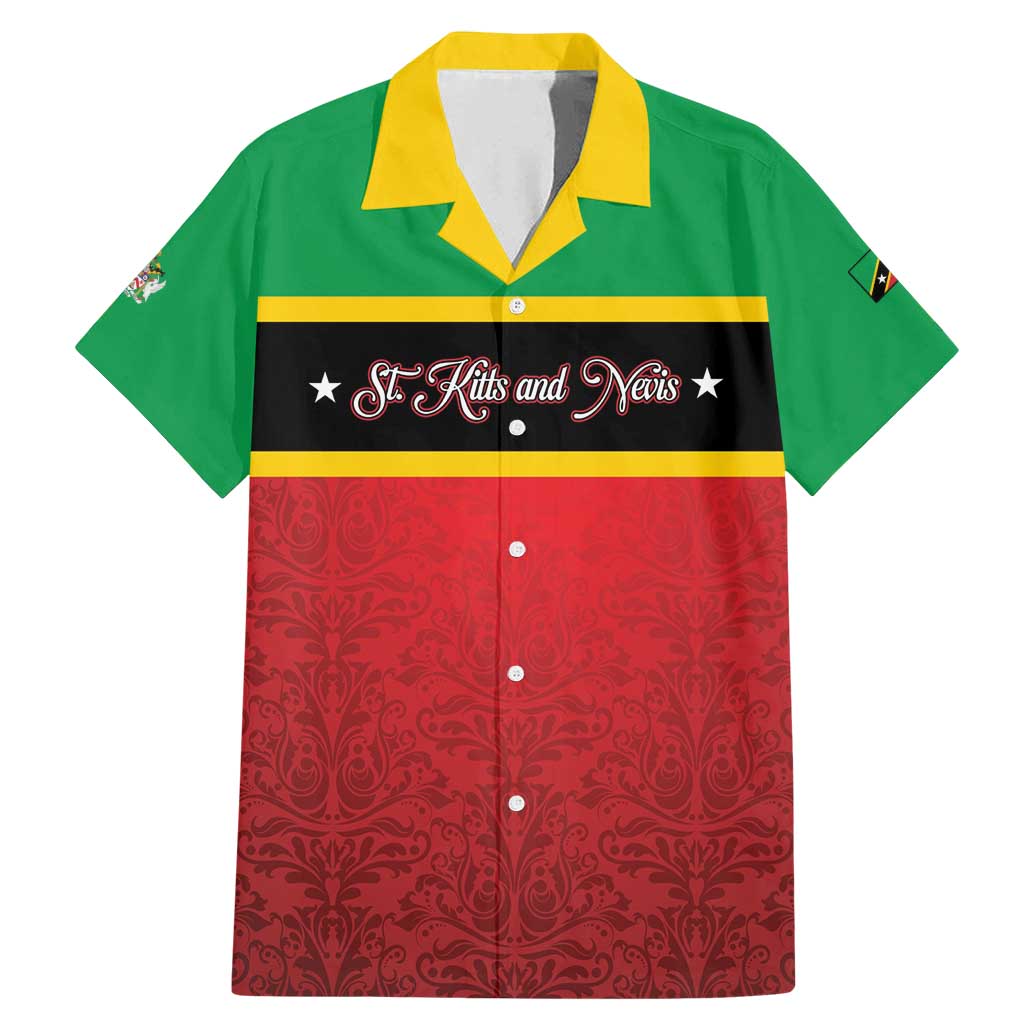 Personalized Saint Kitts and Nevis Royal Pattern Family Matching Mermaid Dress and Hawaiian Shirt - Wonder Print Shop