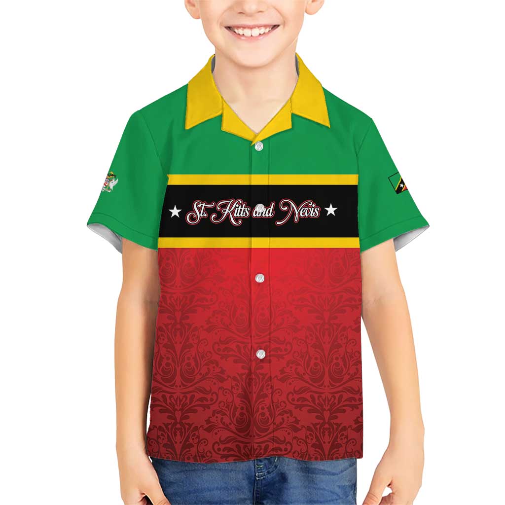 Personalized Saint Kitts and Nevis Royal Pattern Kid Hawaiian Shirt - Wonder Print Shop