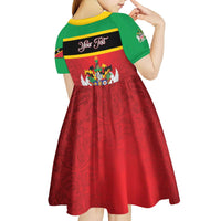 Personalized Saint Kitts and Nevis Royal Pattern Kid Short Sleeve Dress - Wonder Print Shop