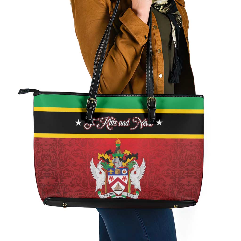 Saint Kitts and Nevis Royal Pattern Leather Tote Bag - Wonder Print Shop