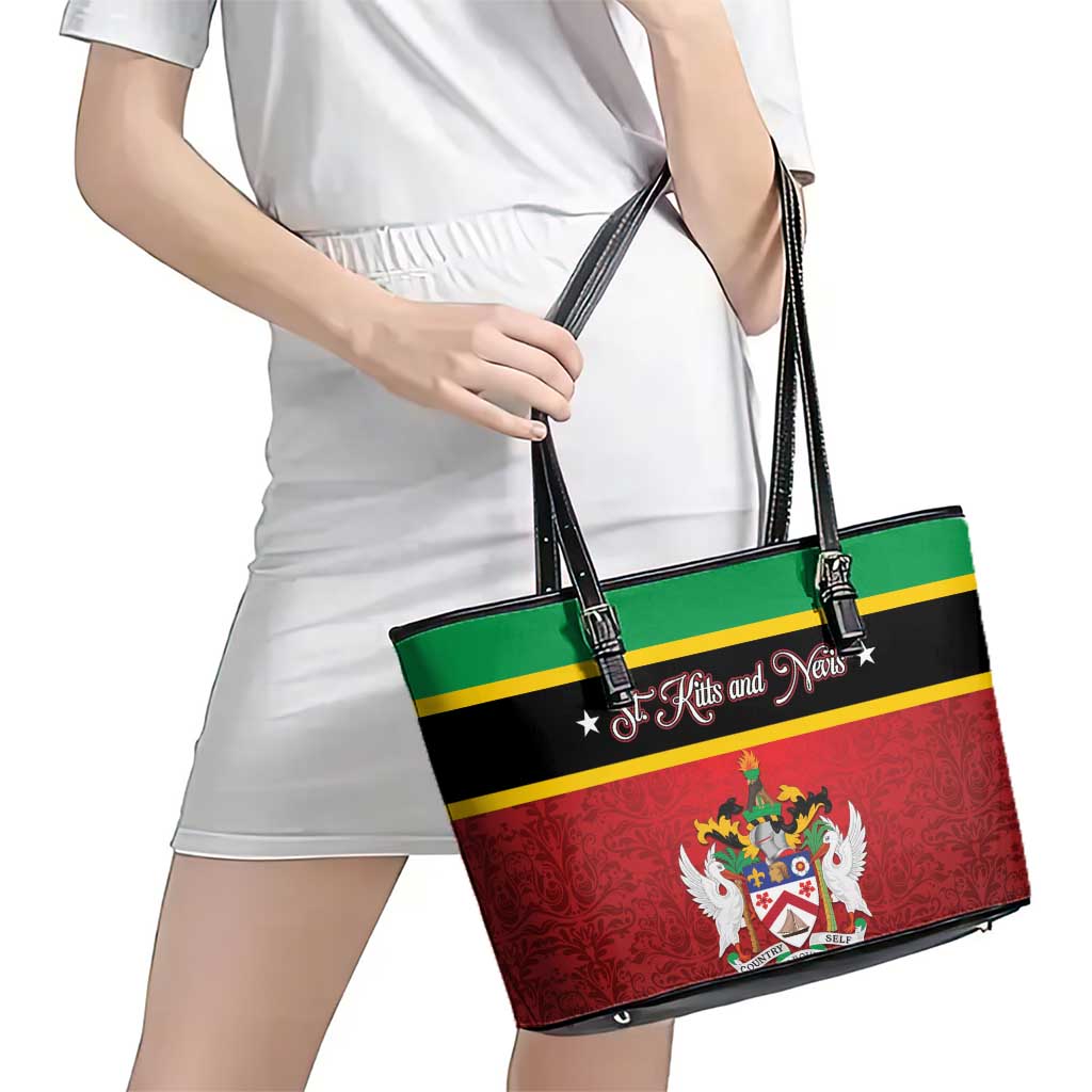 Saint Kitts and Nevis Royal Pattern Leather Tote Bag - Wonder Print Shop