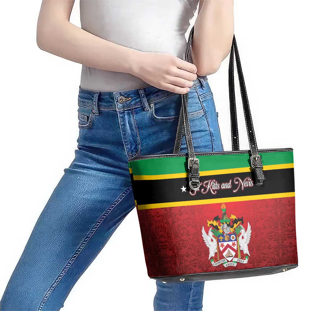 Saint Kitts and Nevis Royal Pattern Leather Tote Bag - Wonder Print Shop