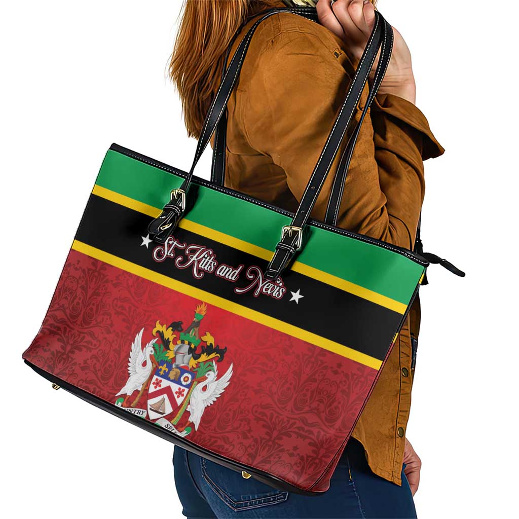 Saint Kitts and Nevis Royal Pattern Leather Tote Bag - Wonder Print Shop
