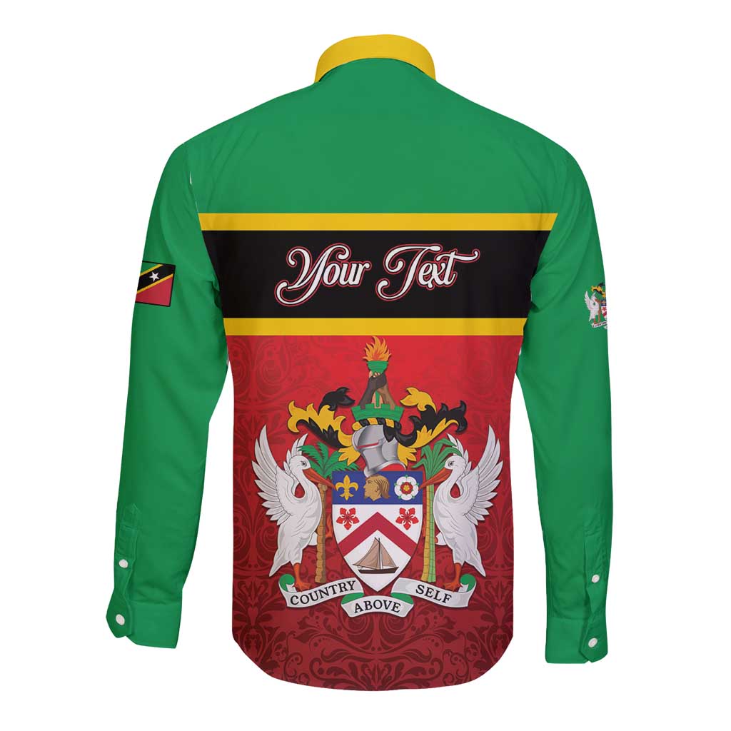 Personalized Saint Kitts and Nevis Royal Pattern Long Sleeve Button Shirt - Wonder Print Shop