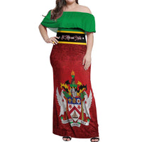 Personalized Saint Kitts and Nevis Royal Pattern Off Shoulder Maxi Dress - Wonder Print Shop