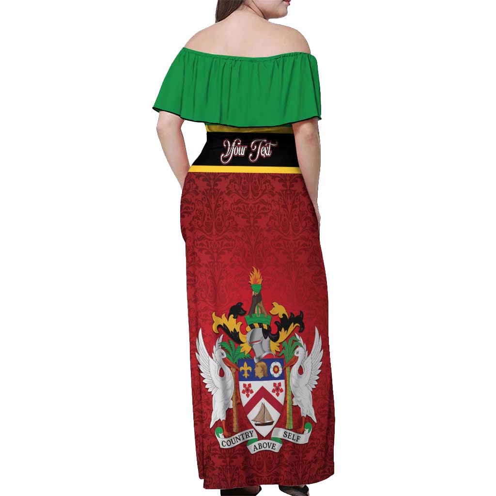 Personalized Saint Kitts and Nevis Royal Pattern Off Shoulder Maxi Dress - Wonder Print Shop