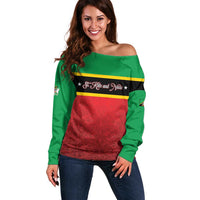 Personalized Saint Kitts and Nevis Royal Pattern Off Shoulder Sweater - Wonder Print Shop