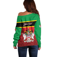 Personalized Saint Kitts and Nevis Royal Pattern Off Shoulder Sweater - Wonder Print Shop