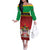 Personalized Saint Kitts and Nevis Royal Pattern Off The Shoulder Long Sleeve Dress - Wonder Print Shop