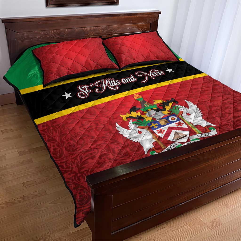 Saint Kitts and Nevis Royal Pattern Quilt Bed Set - Wonder Print Shop