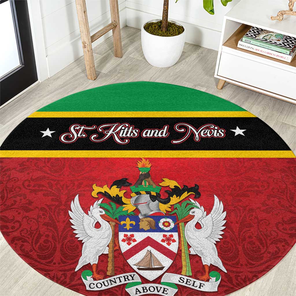 Saint Kitts and Nevis Royal Pattern Round Carpet - Wonder Print Shop