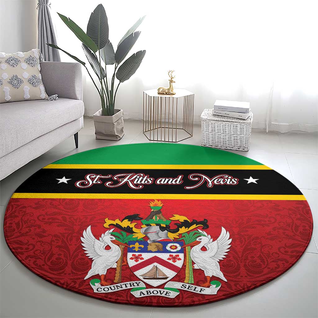 Saint Kitts and Nevis Royal Pattern Round Carpet - Wonder Print Shop