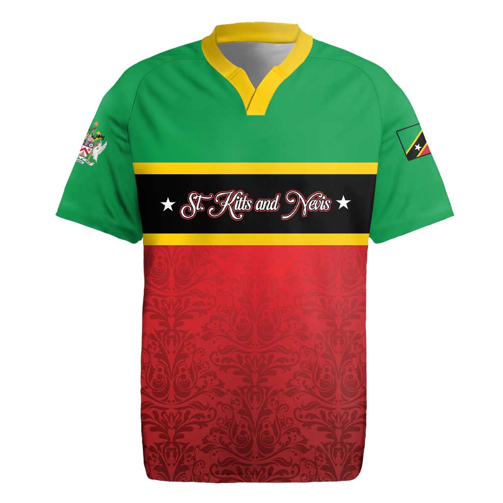 Personalized Saint Kitts and Nevis Royal Pattern Rugby Jersey - Wonder Print Shop