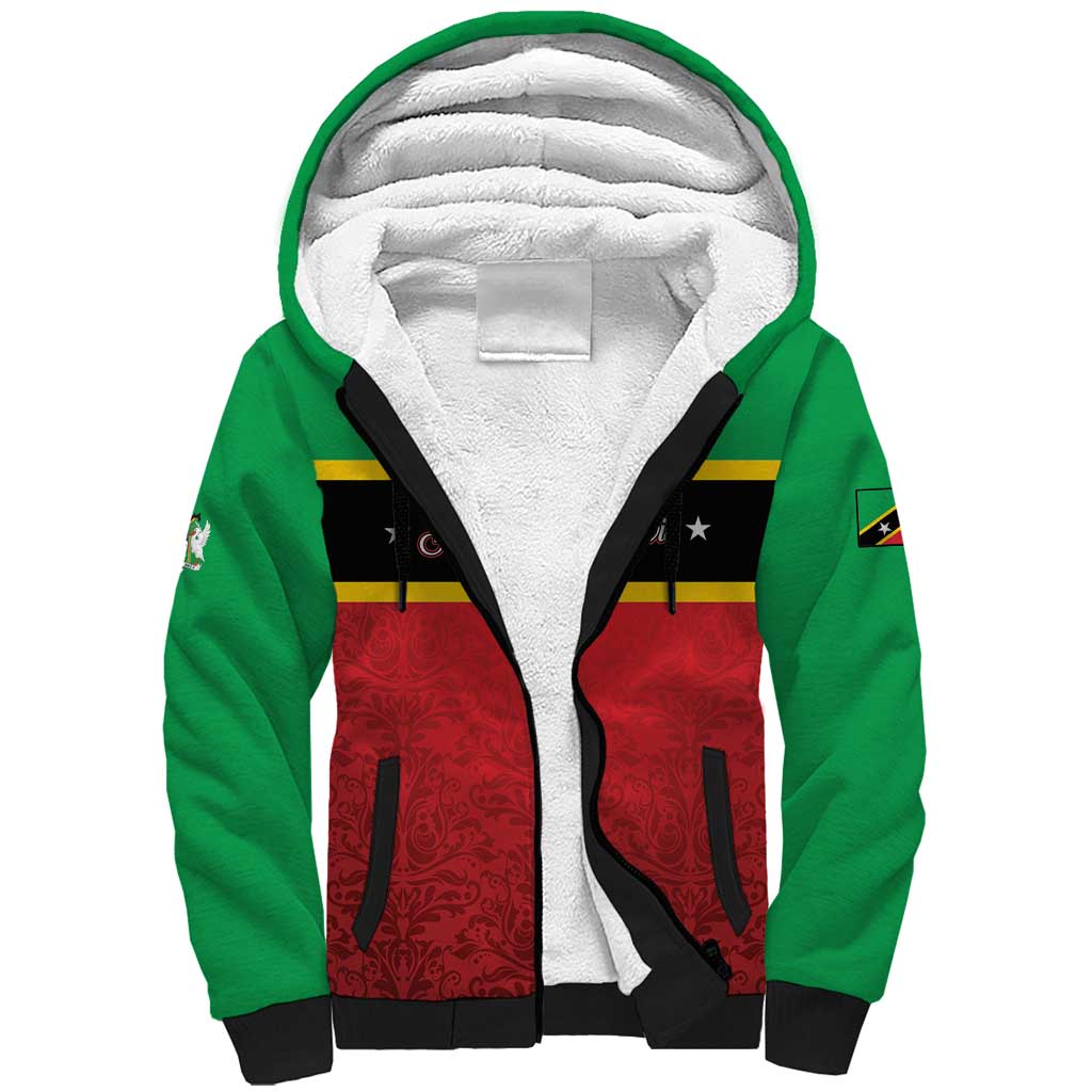 Personalized Saint Kitts and Nevis Royal Pattern Sherpa Hoodie - Wonder Print Shop
