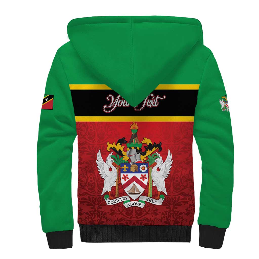 Personalized Saint Kitts and Nevis Royal Pattern Sherpa Hoodie - Wonder Print Shop