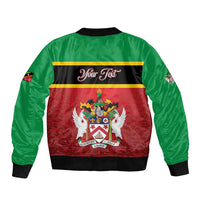 Personalized Saint Kitts and Nevis Royal Pattern Sleeve Zip Bomber Jacket - Wonder Print Shop