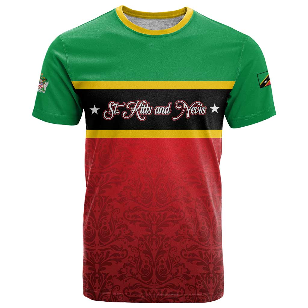 Personalized Saint Kitts and Nevis Royal Pattern T Shirt - Wonder Print Shop