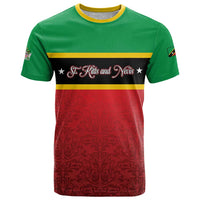 Personalized Saint Kitts and Nevis Royal Pattern T Shirt - Wonder Print Shop