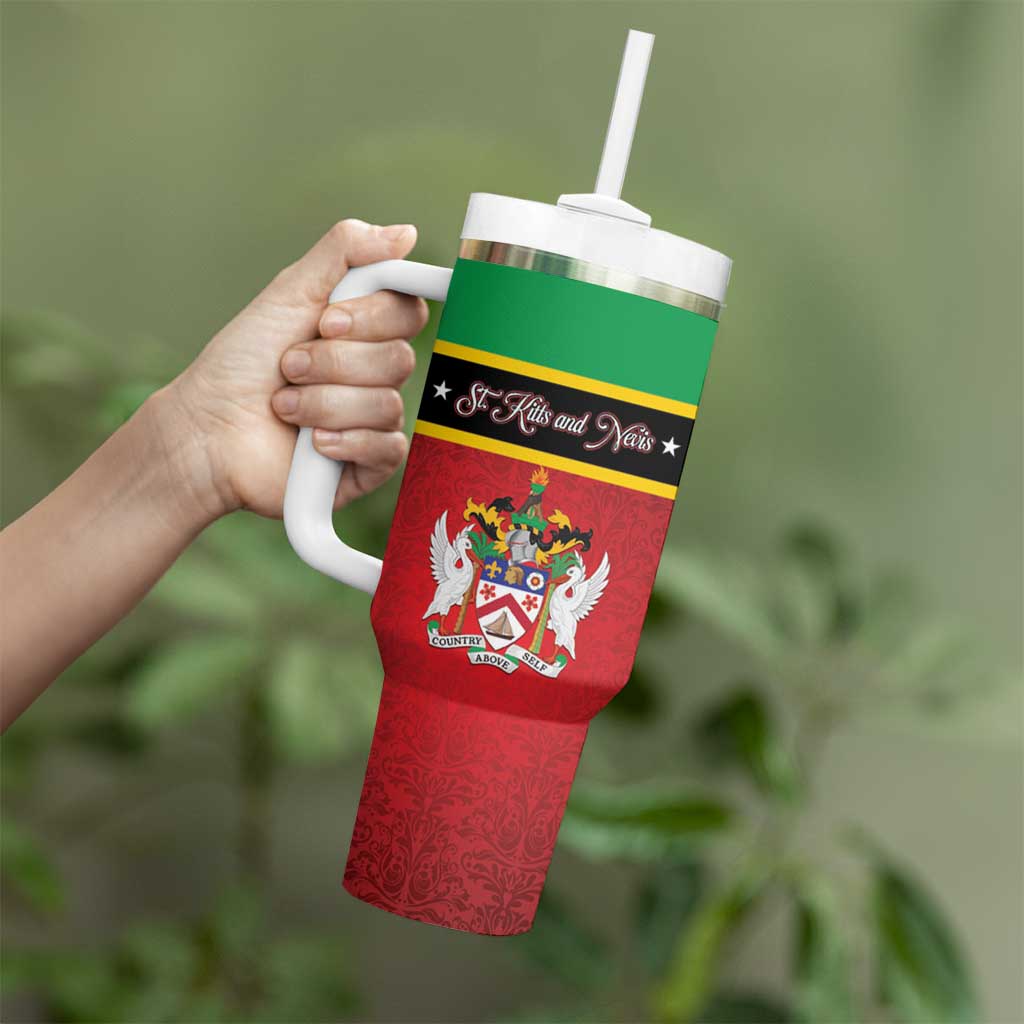 Personalized Saint Kitts and Nevis Royal Pattern Tumbler With Handle - Wonder Print Shop