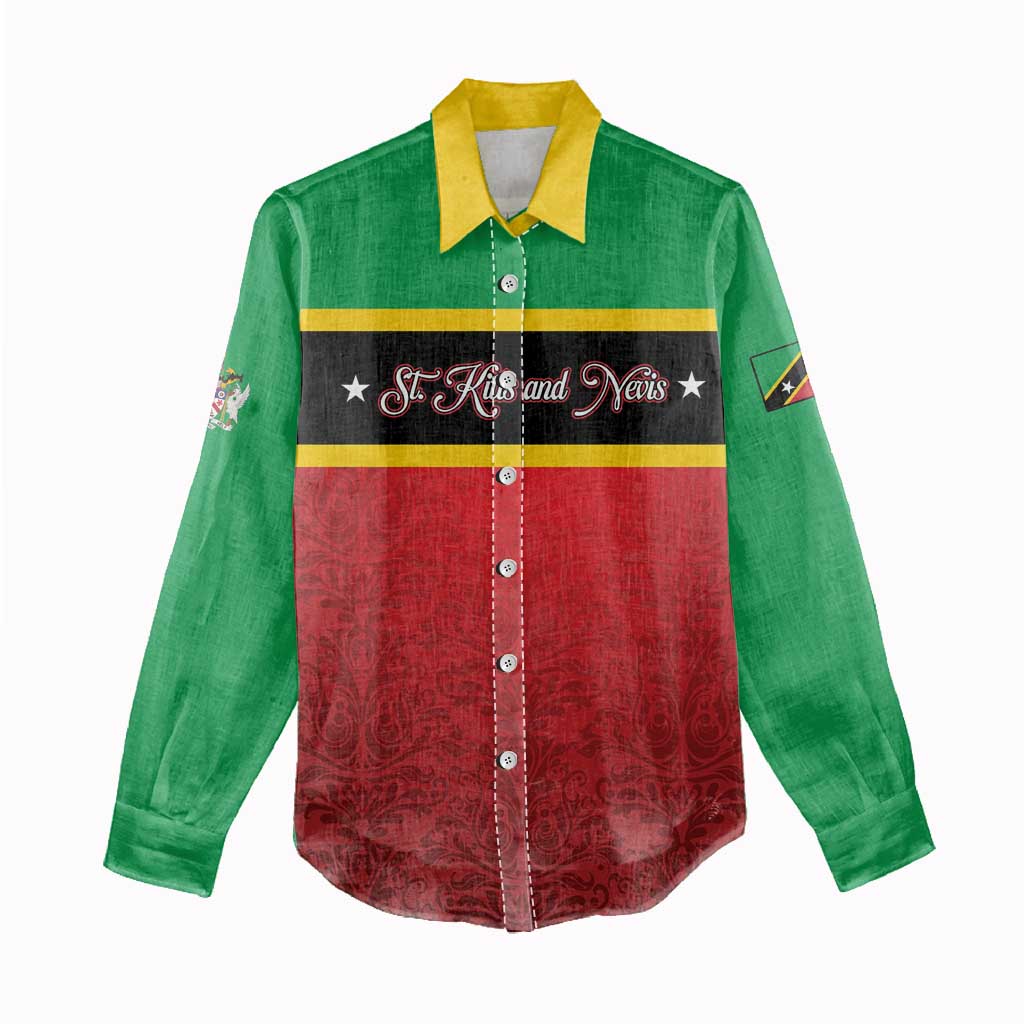 Personalized Saint Kitts and Nevis Royal Pattern Women Casual Shirt - Wonder Print Shop