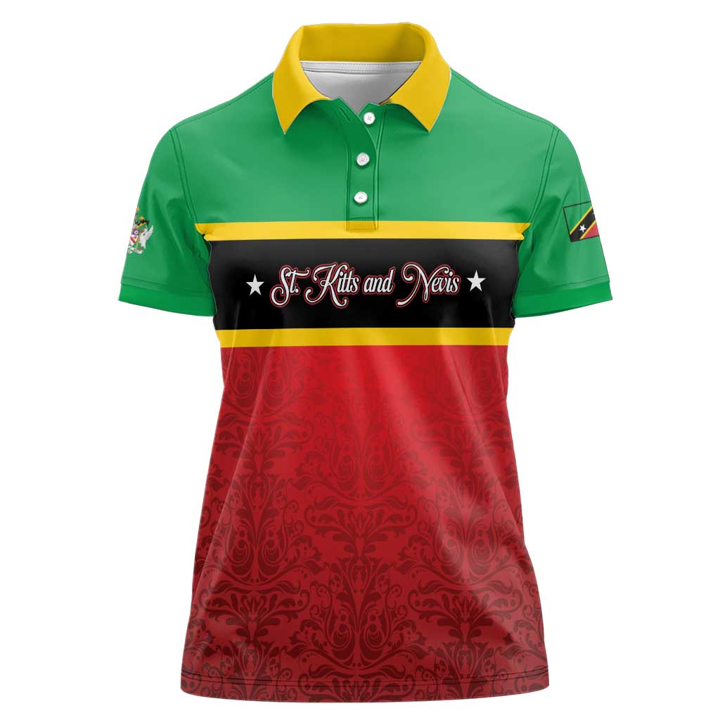 Personalized Saint Kitts and Nevis Royal Pattern Women Polo Shirt - Wonder Print Shop